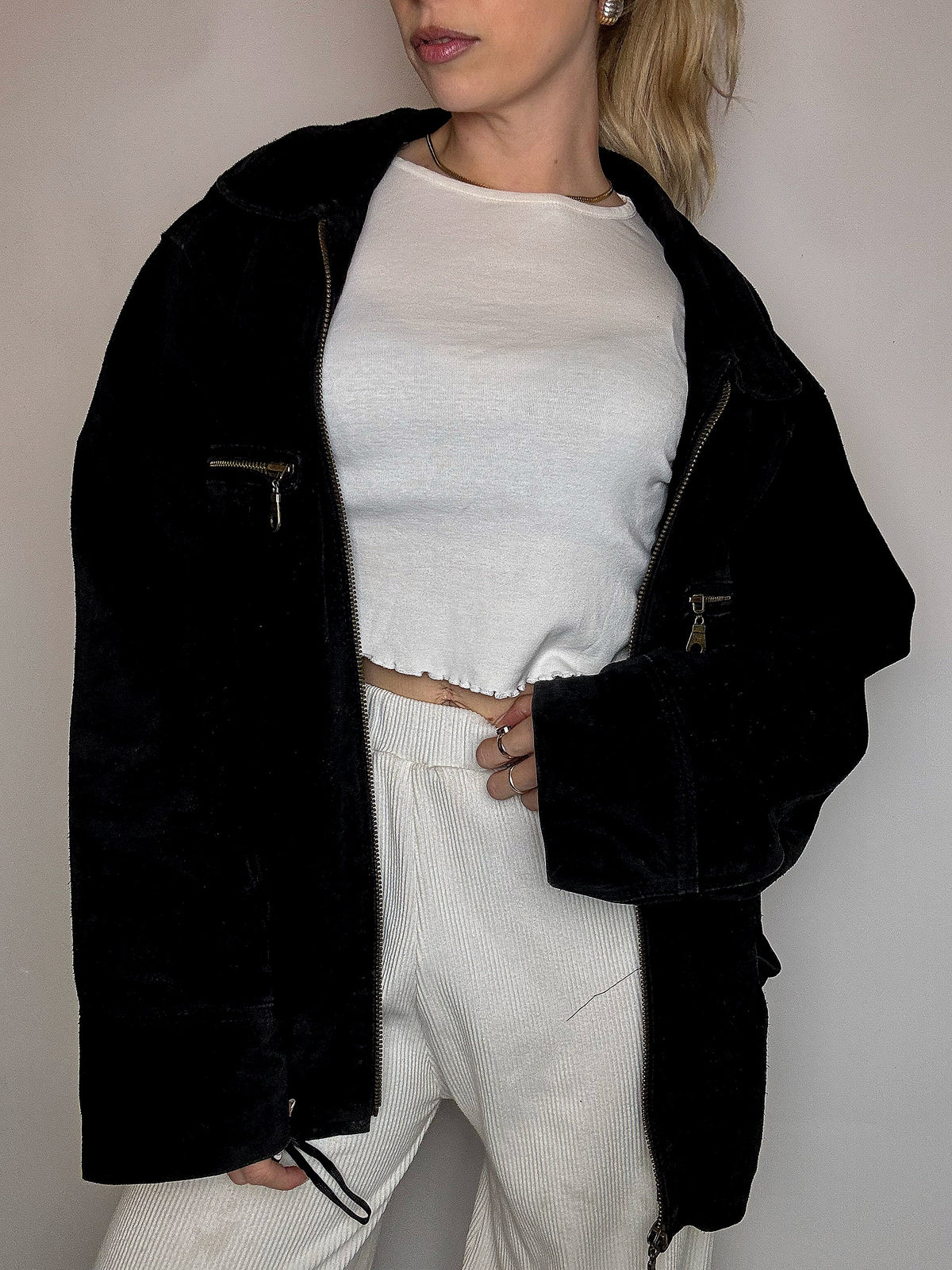 Vintage XL camel suede bomber jacket