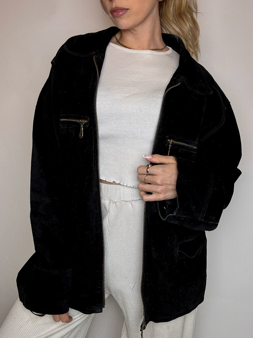 Vintage XL camel suede bomber jacket