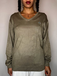 Pull en coton kaki LACOSTE M vintage