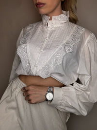 Chemise à plastron blanche XL vintage