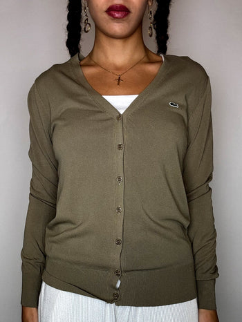 Cardigan en coton kaki LACOSTE M vintage