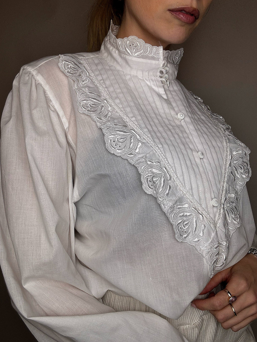 Chemise à plastron blanche XL vintage