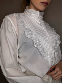 Chemise à plastron blanche XL vintage