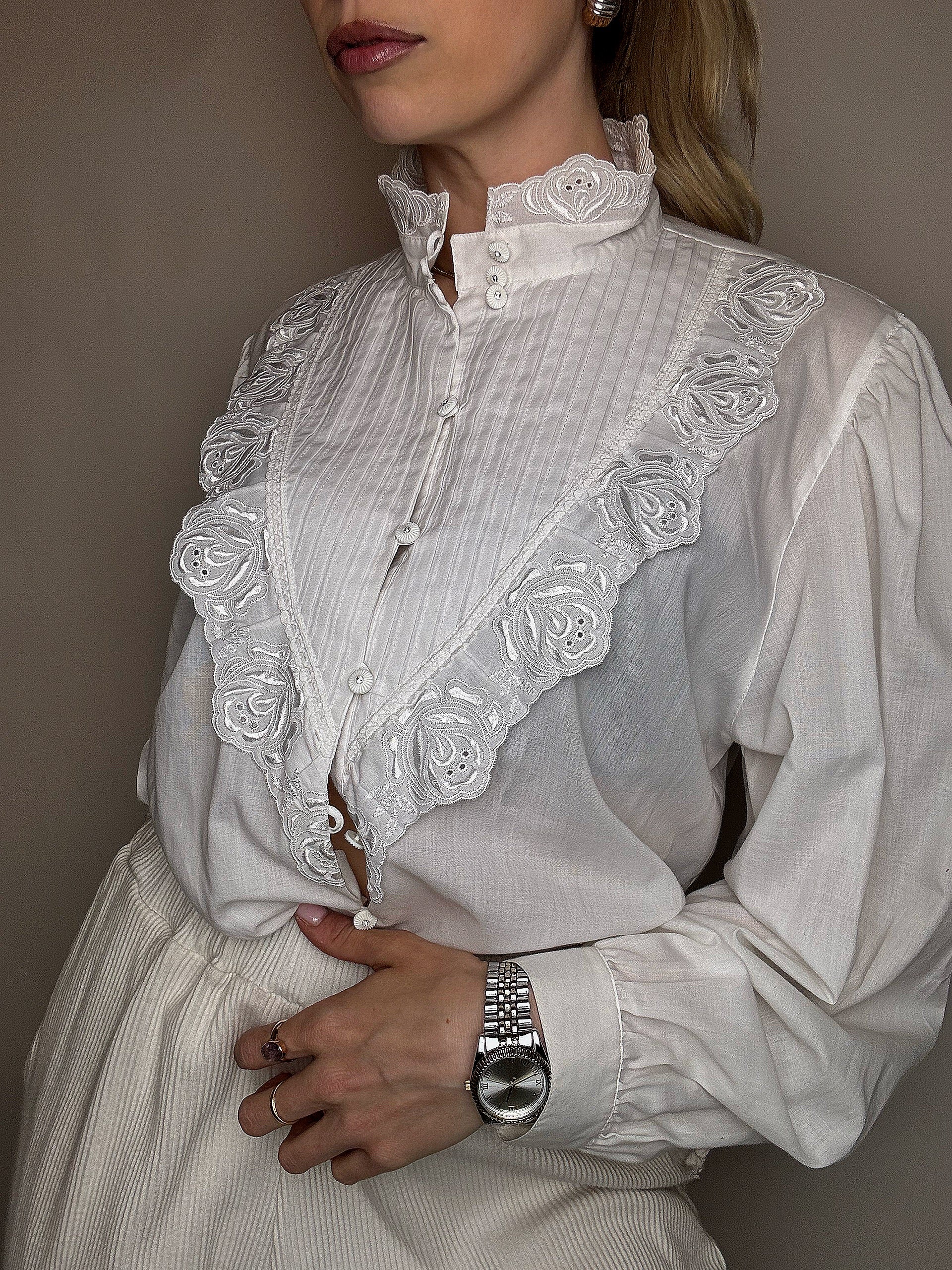 Chemise à plastron blanche XL vintage
