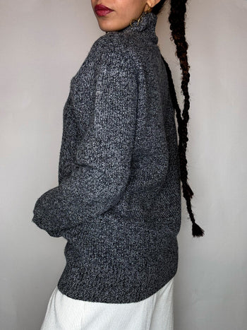 Cardigan gris en laine LACOSTE M vintage