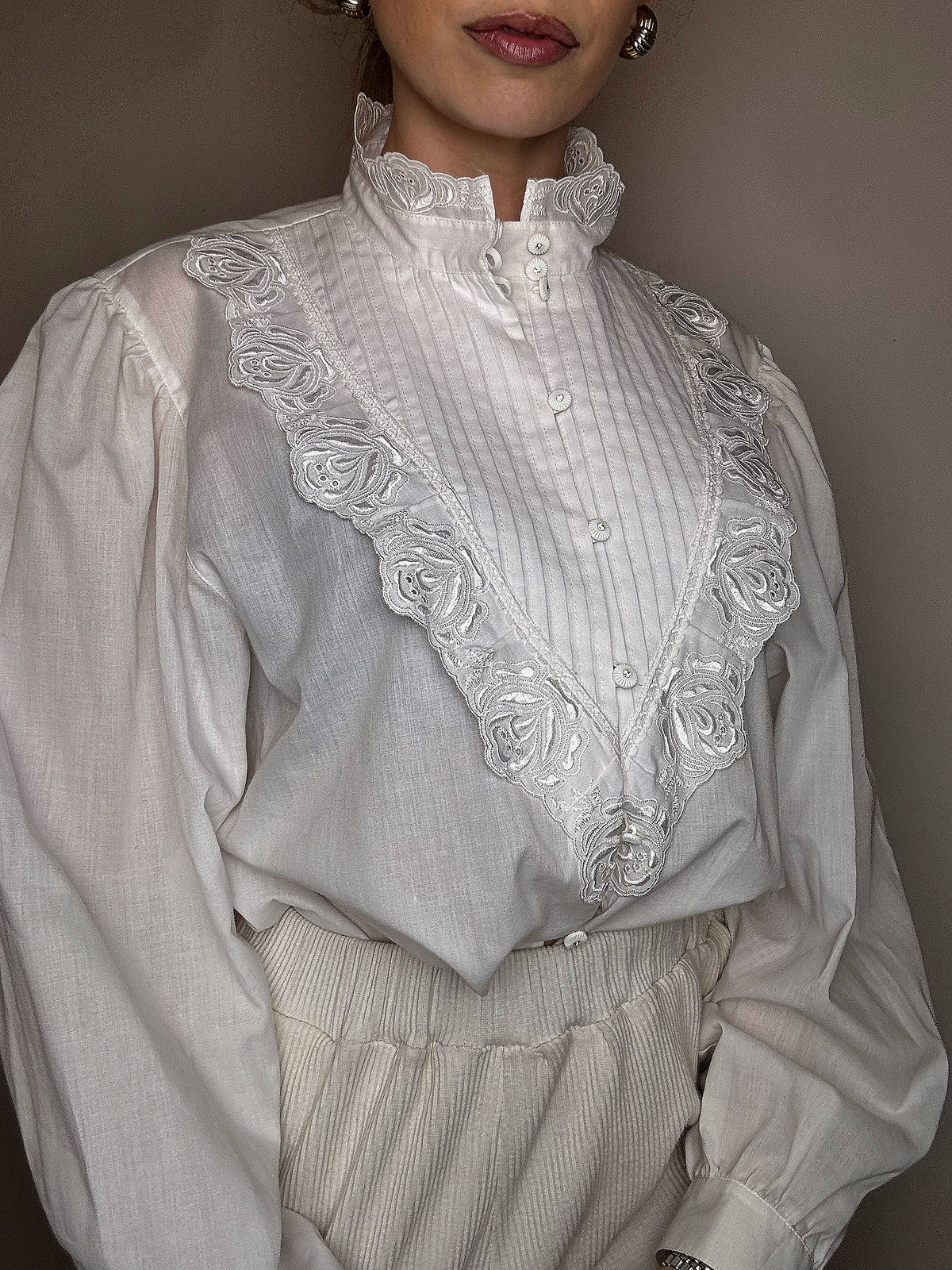 Chemise à plastron blanche XL vintage