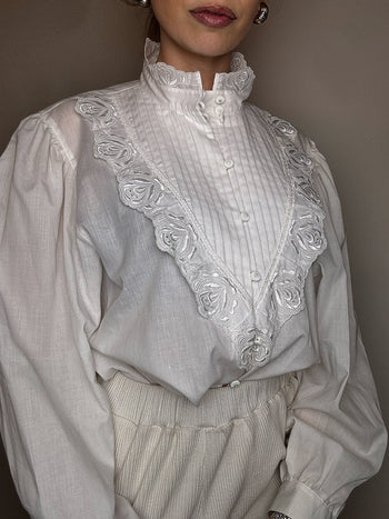 Chemise à plastron blanche XL vintage