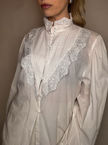 Chemise à plastron blanche XL vintage