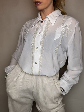 Chemise détails blanche M vintage