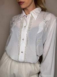 Vintage-Hemd mit weißen Details, Größe M