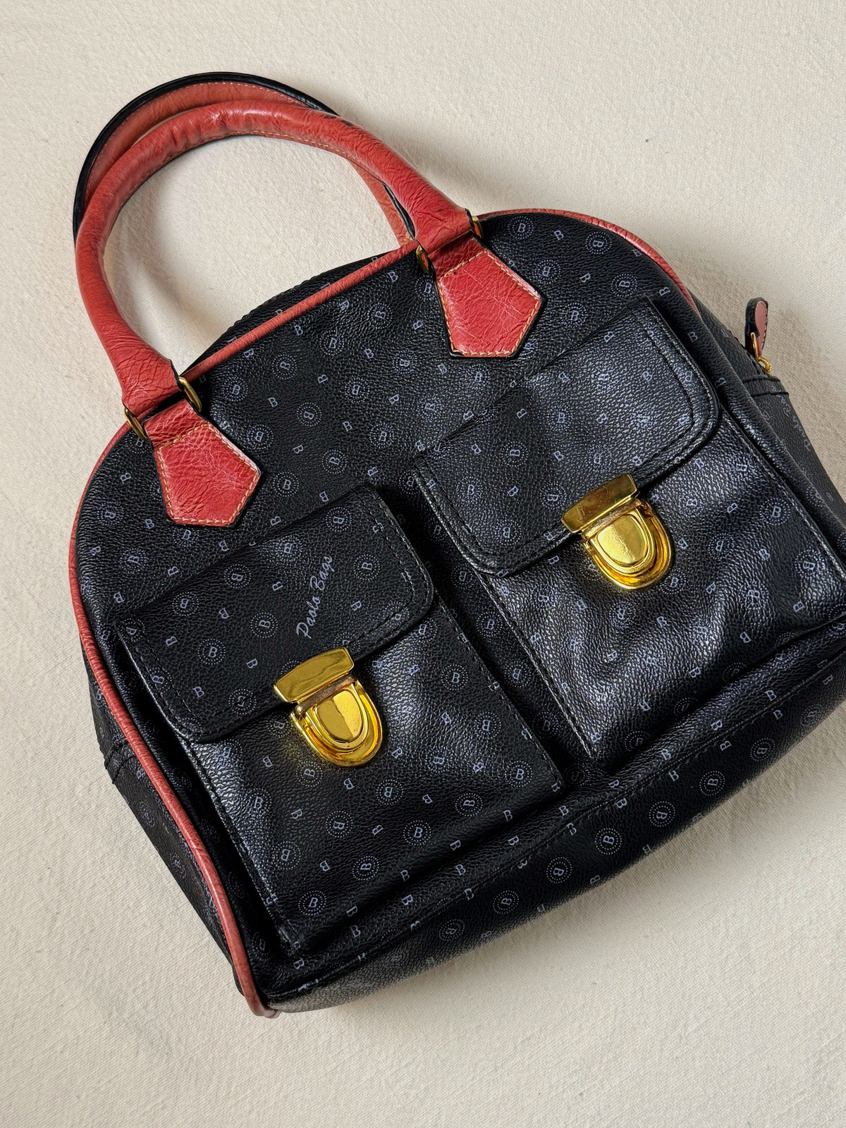 Sac petit bowling en cuir vintage