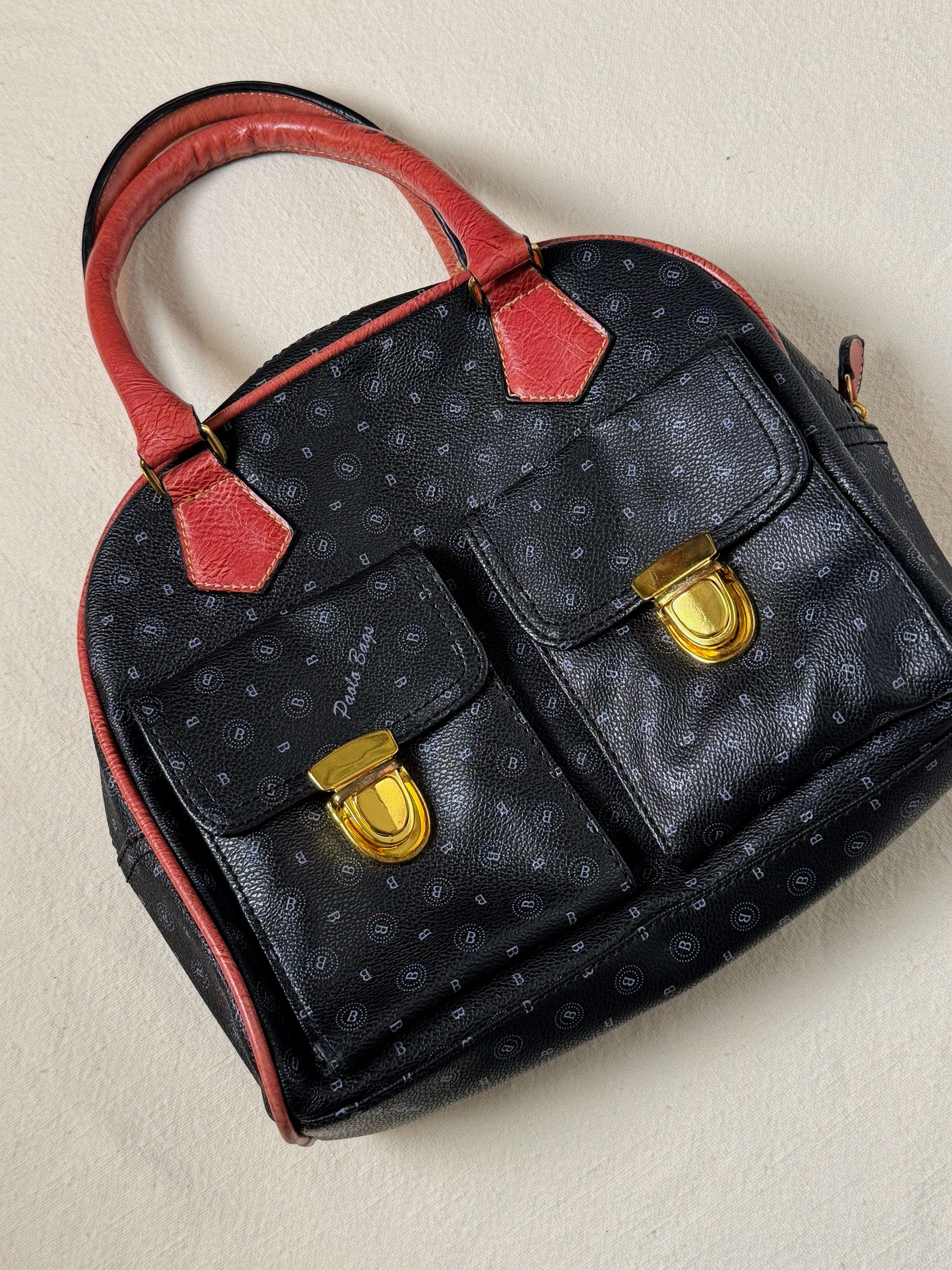 Sac petit bowling en cuir vintage