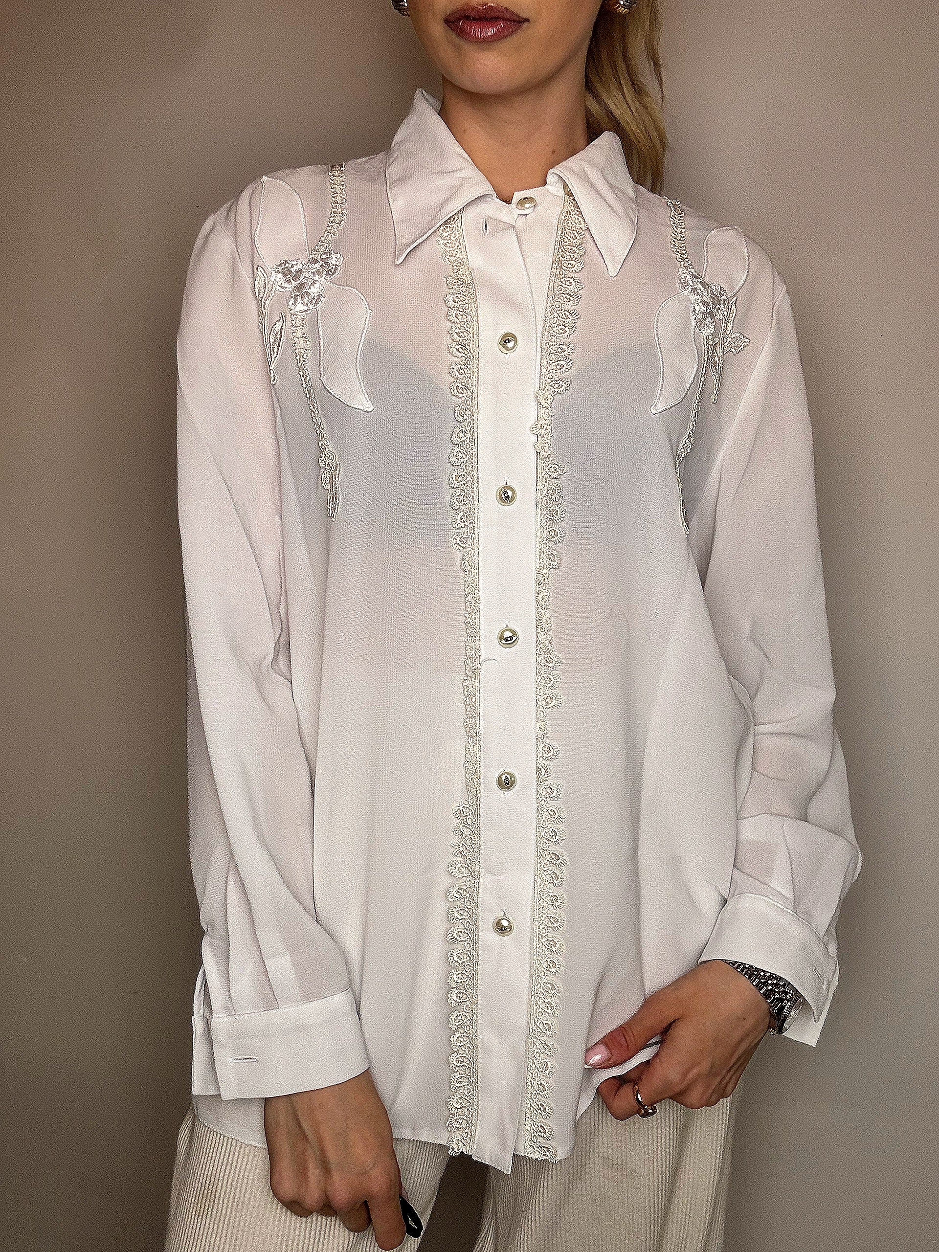 Chemise détails blanche M vintage