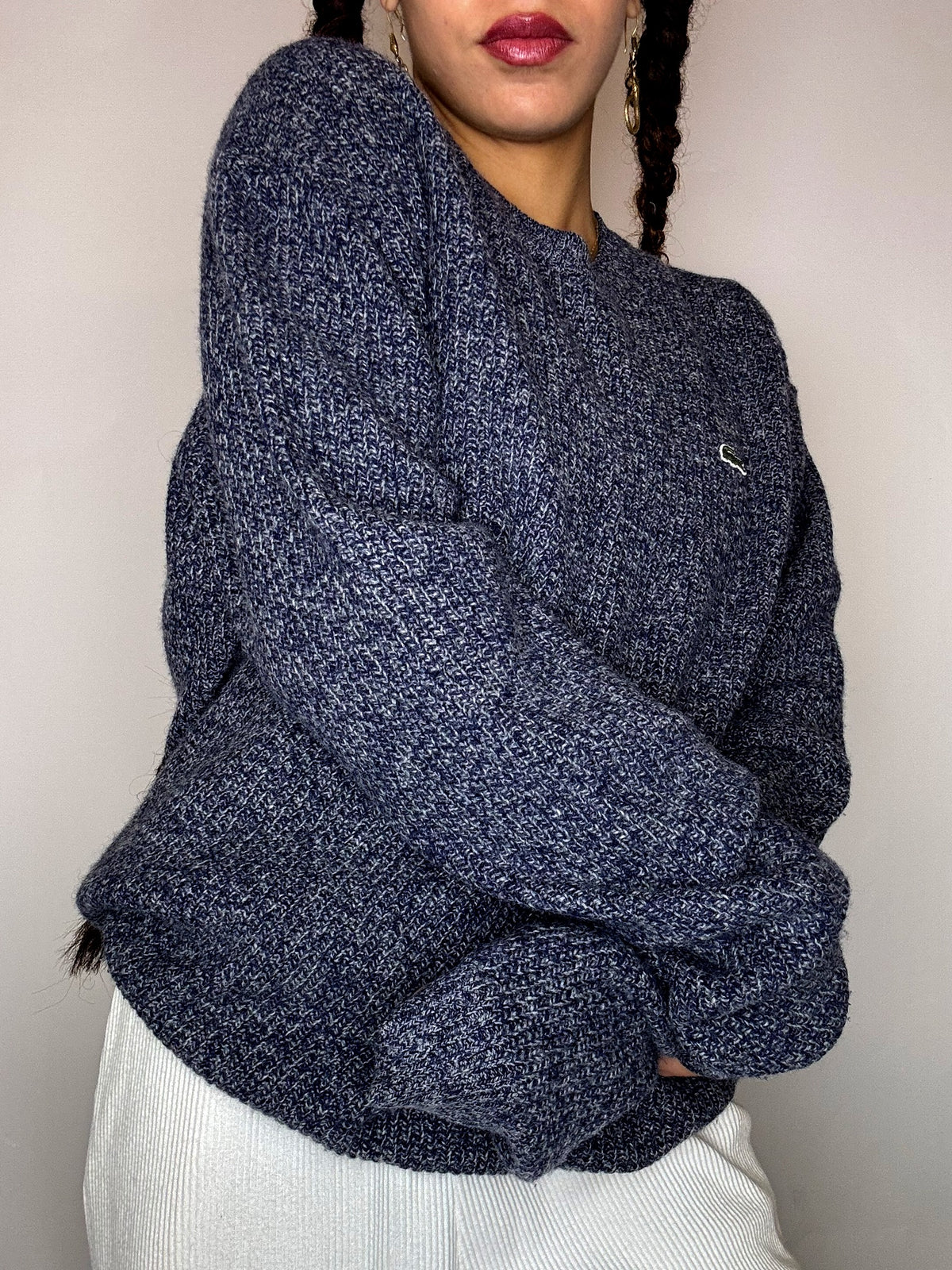 Pull gris bleu LACOSTE L vintage