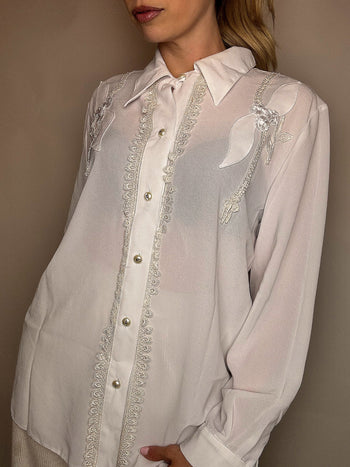 Chemise détails blanche M vintage
