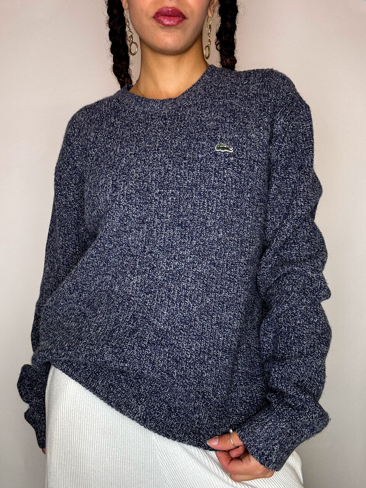 Pull gris bleu LACOSTE L vintage
