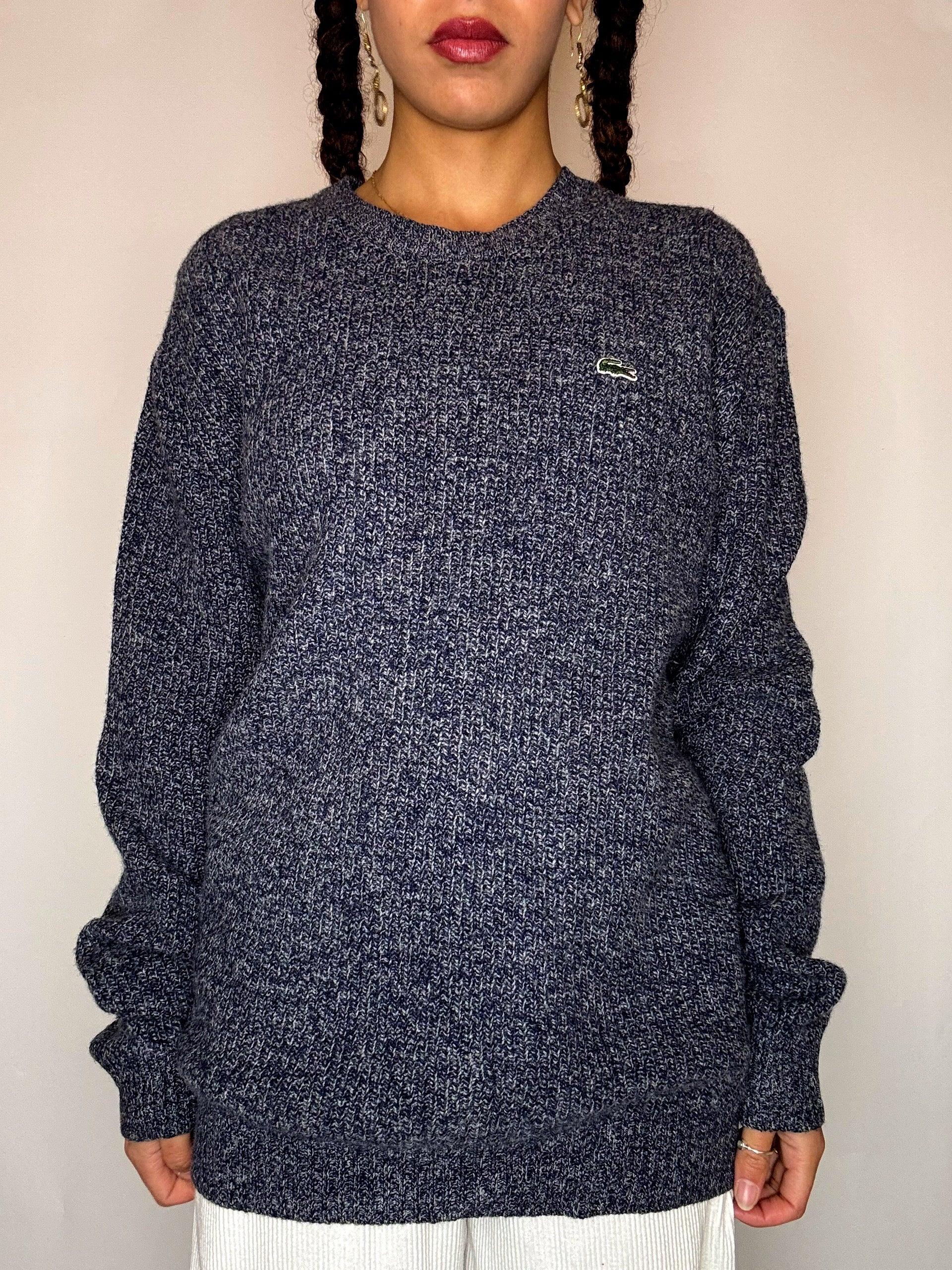 Pull gris bleu LACOSTE L vintage