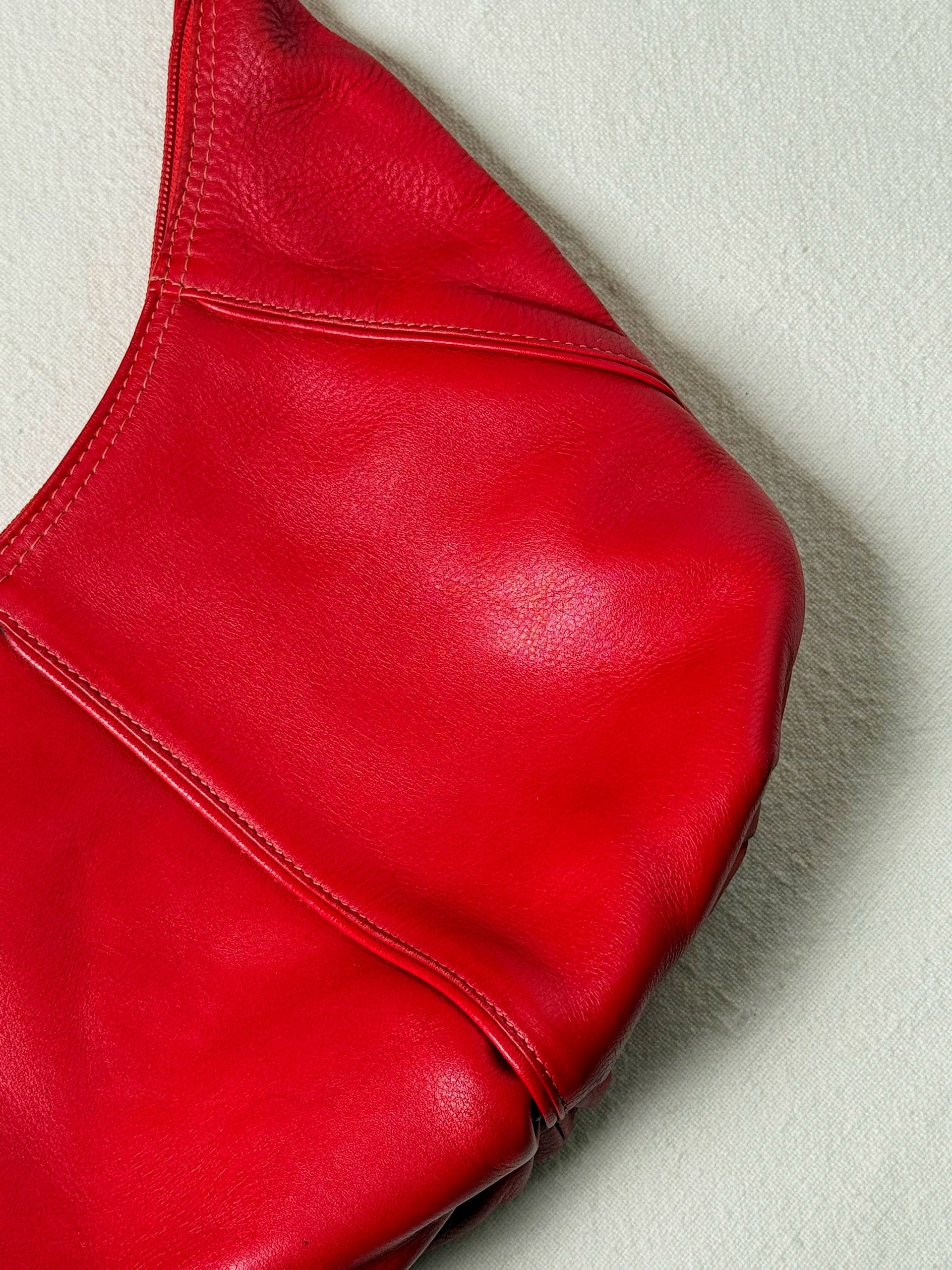 Vintage rote Leder-Umhängetasche