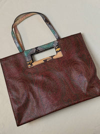 Medium vintage print leather tote bag