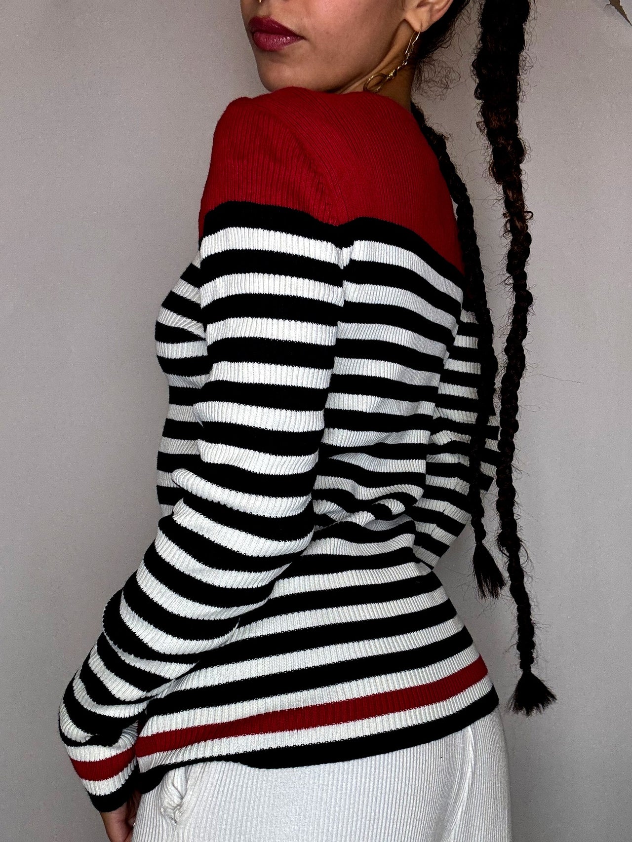 Pull moulant rayé RALPH LAUREN M vintage