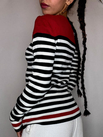 Pull moulant rayé RALPH LAUREN M vintage