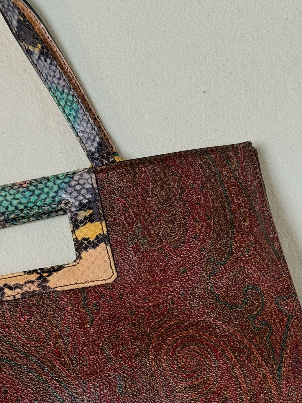Medium vintage print leather tote bag