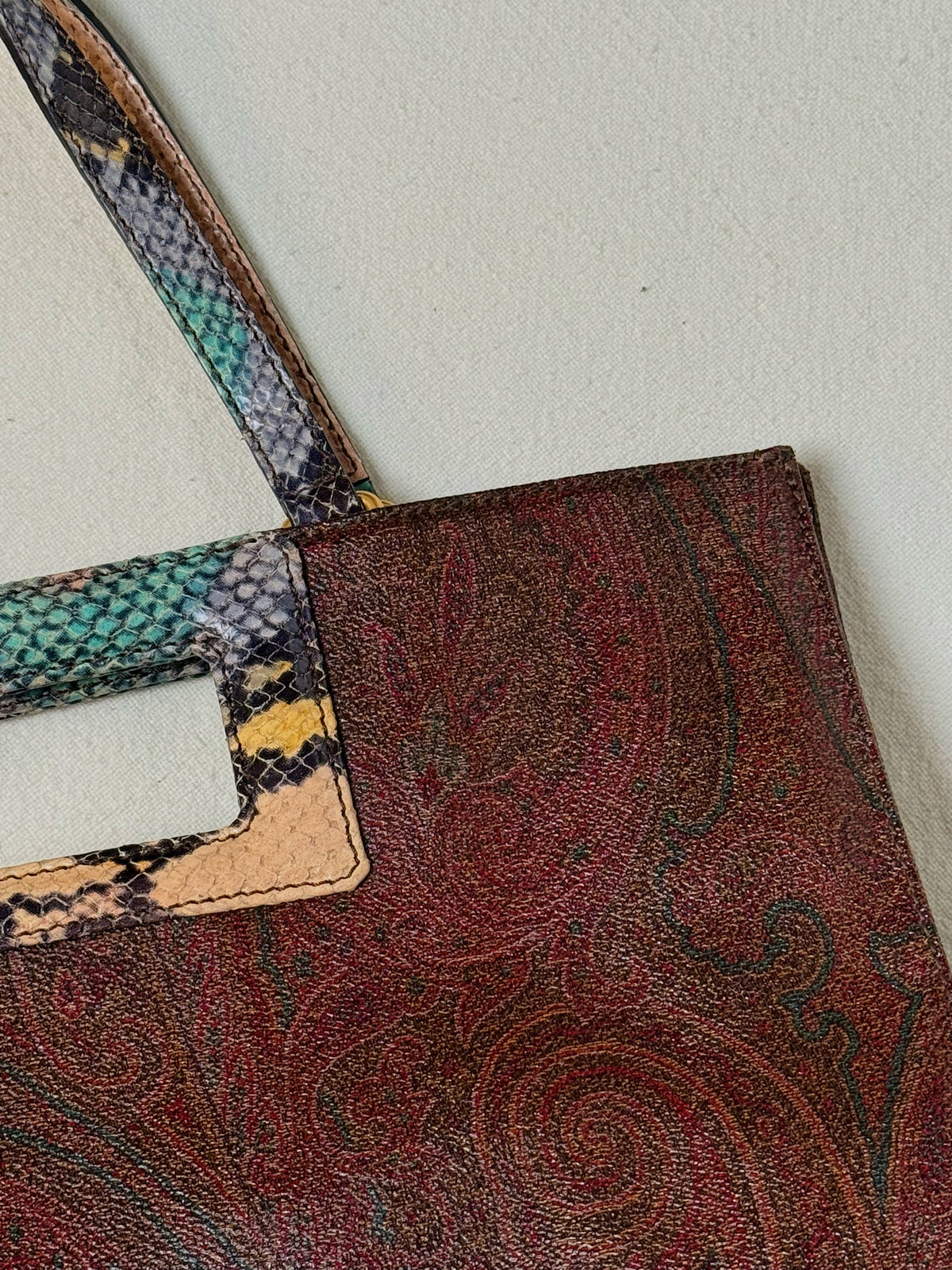 Medium vintage print leather tote bag
