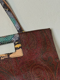 Medium vintage print leather tote bag