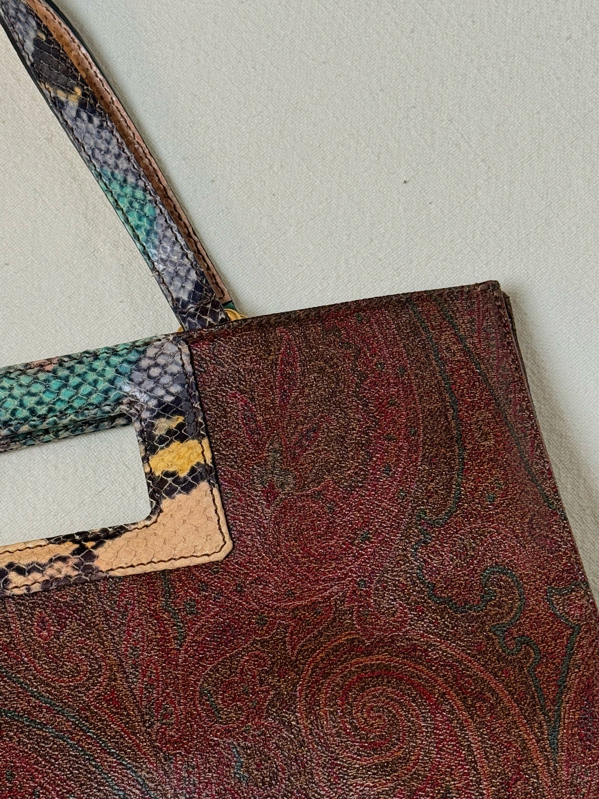 Medium vintage print leather tote bag