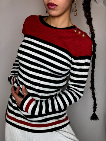 Pull moulant rayé RALPH LAUREN M vintage