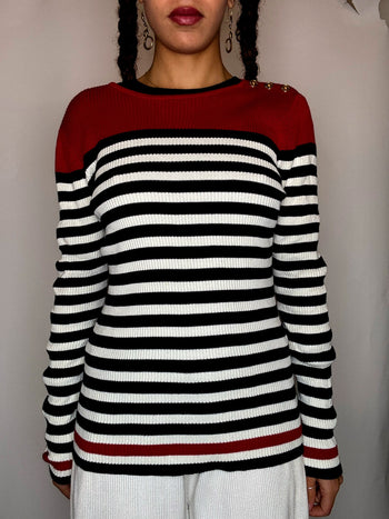 Pull moulant rayé RALPH LAUREN M vintage