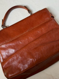Vintage tobacco leather satchel bag