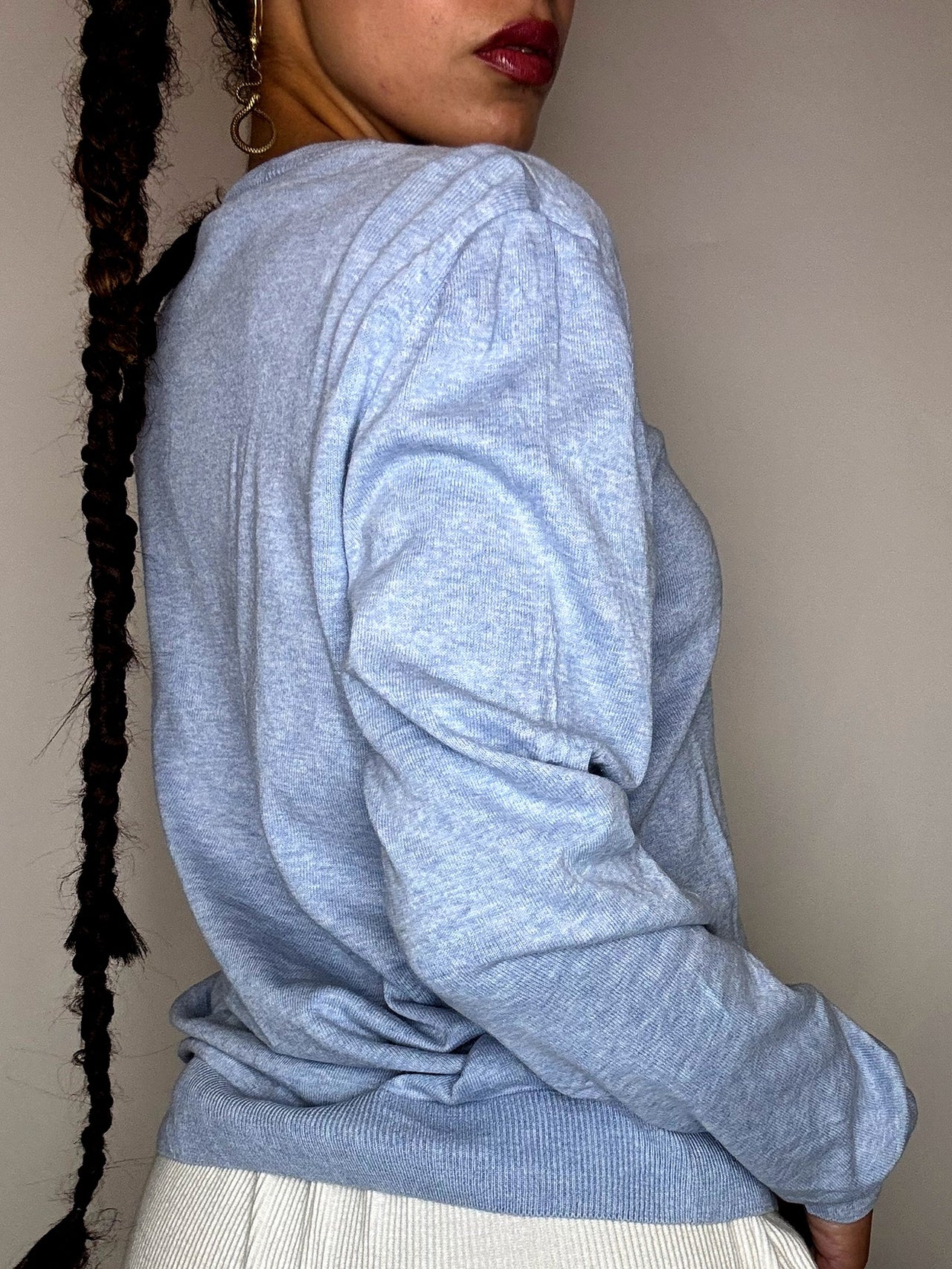 Pull a col rond bleu ciel LACOSTE M vintage