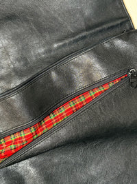 Large black leather bag with vintage studs