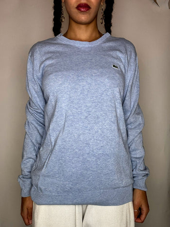 Pull a col rond bleu ciel LACOSTE M vintage