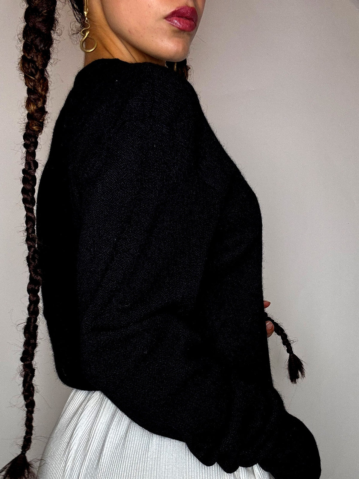 Vintage LACOSTE M schwarze Wollstrickjacke