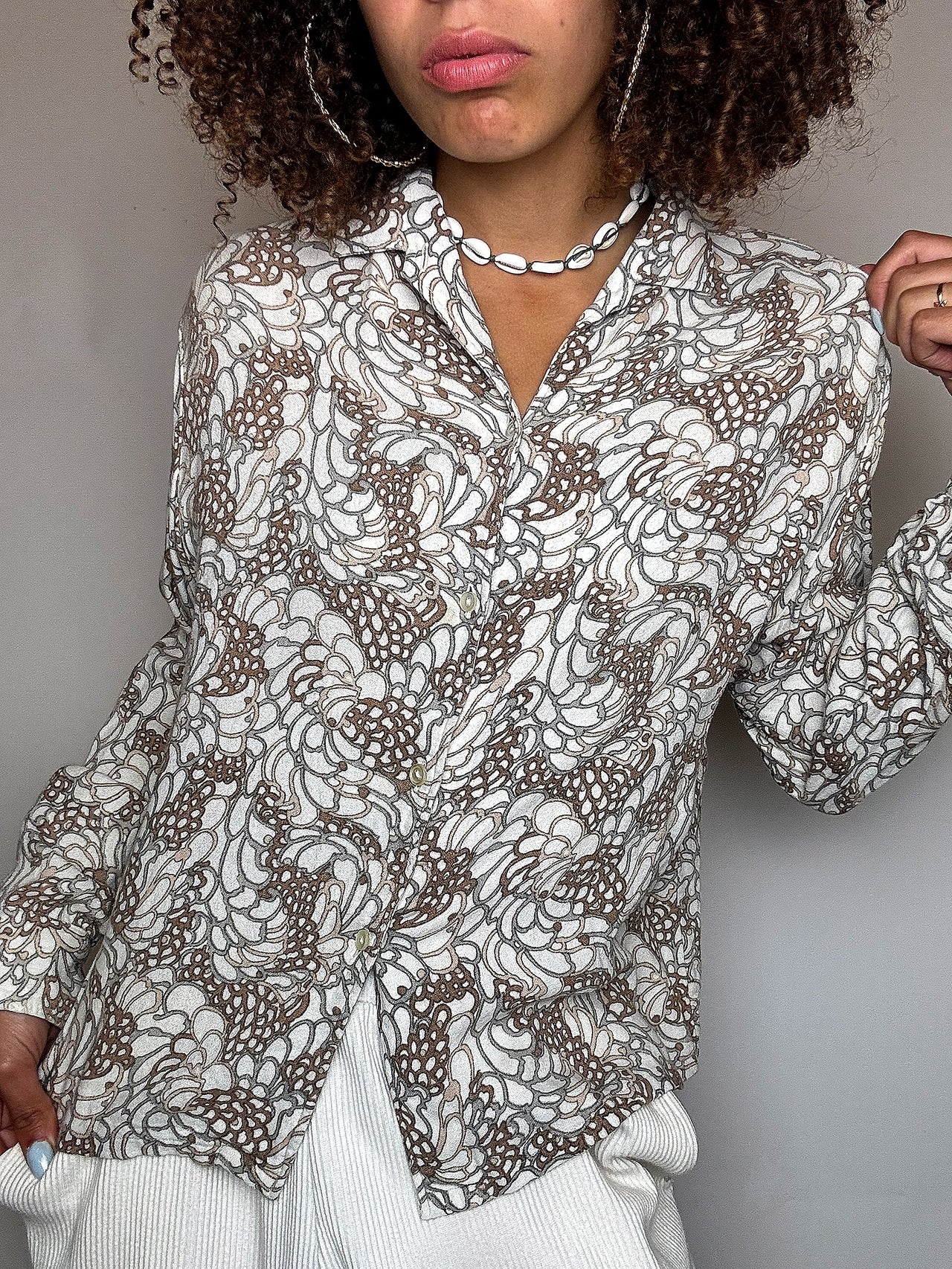Baumwollhemd mit abstraktem Druck von VERTIGO! XL-Vintage
