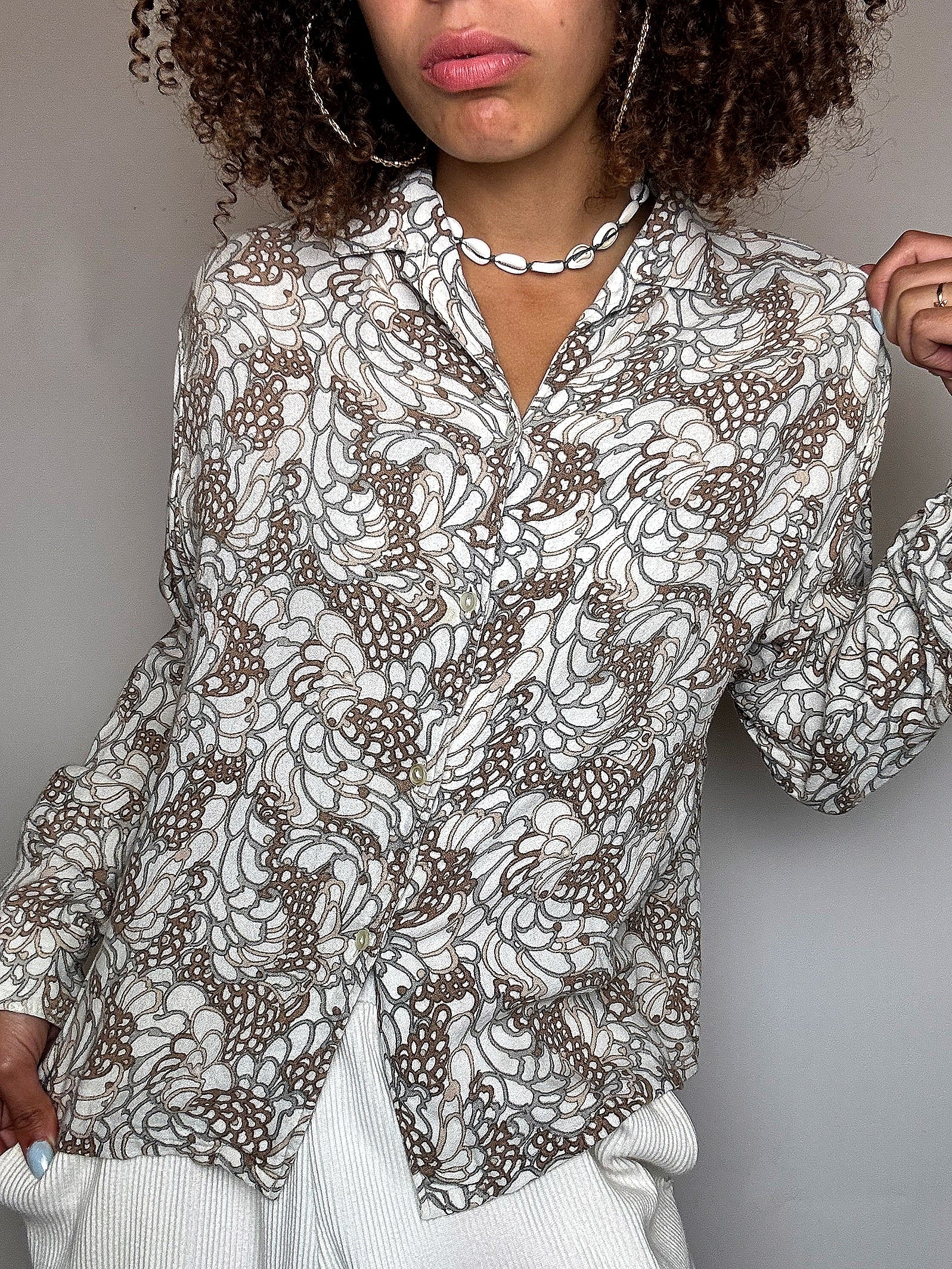 Baumwollhemd mit abstraktem Druck von VERTIGO! XL-Vintage