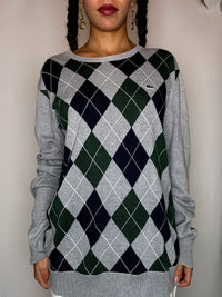 LACOSTE M Vintage Grey Argyle Sweater