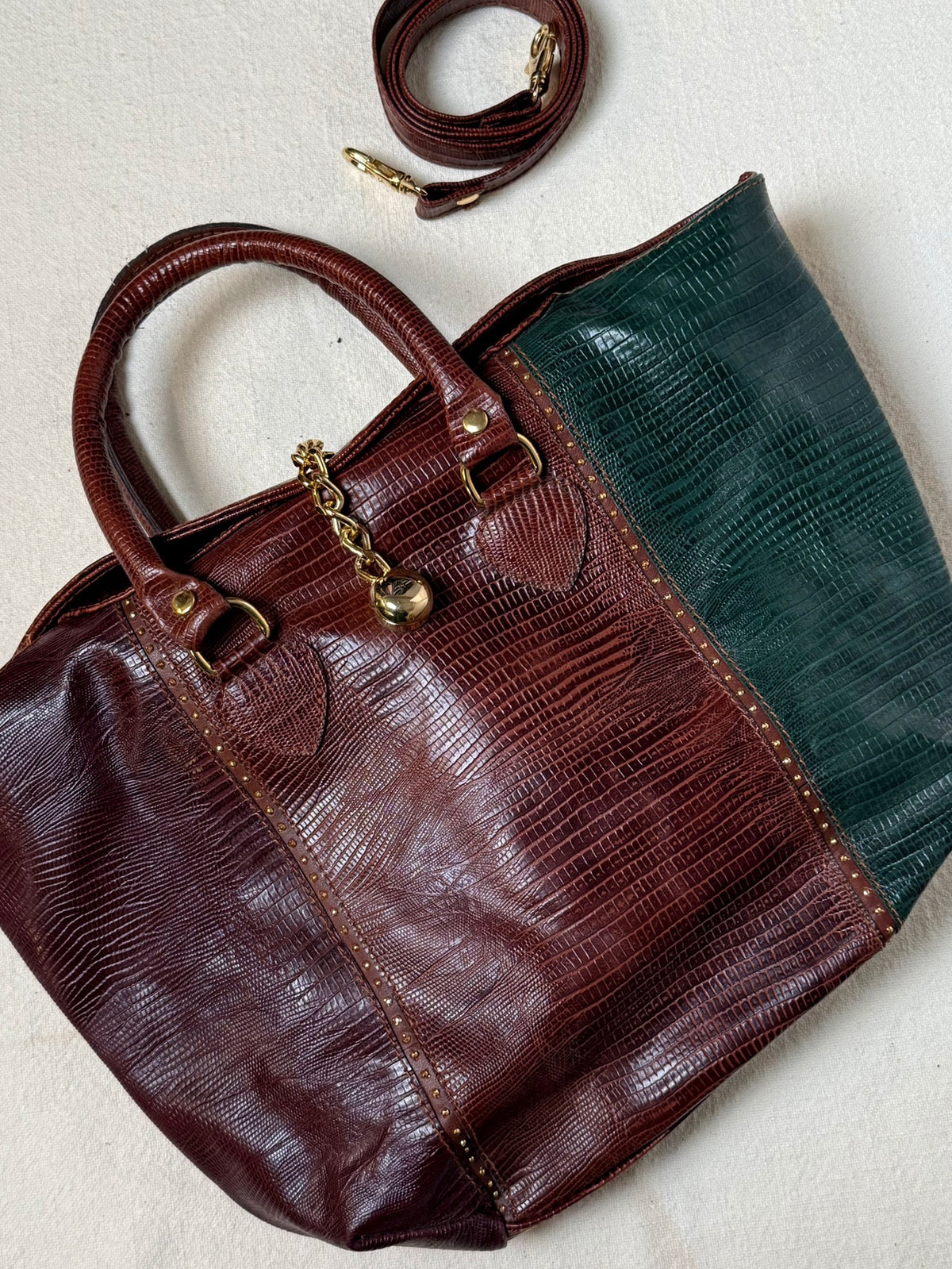 Sac moyen cuir embossé tricolore