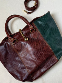Sac moyen cuir embossé tricolore