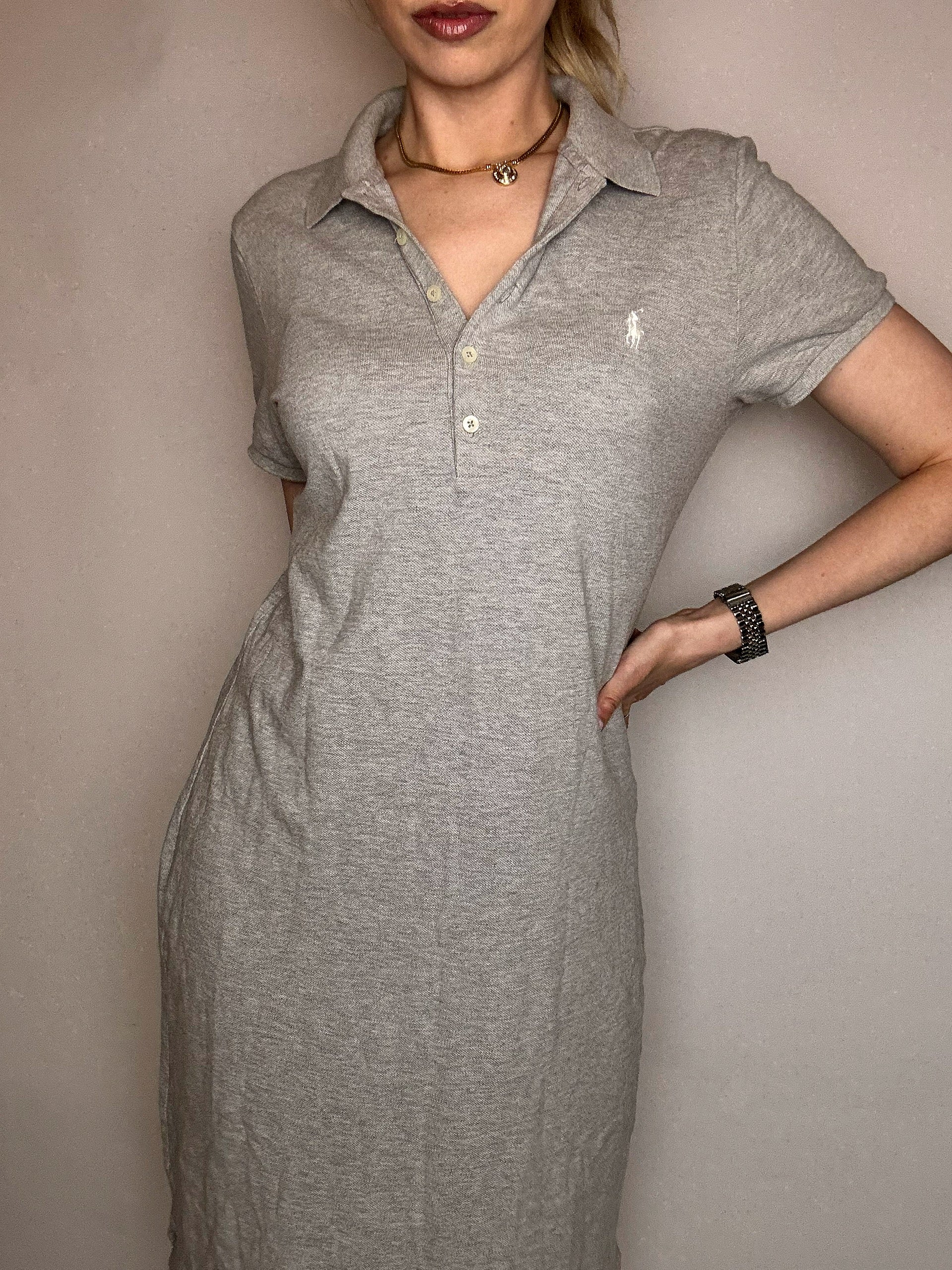 Vintage XL Graues Ralph Lauren Polokleid
