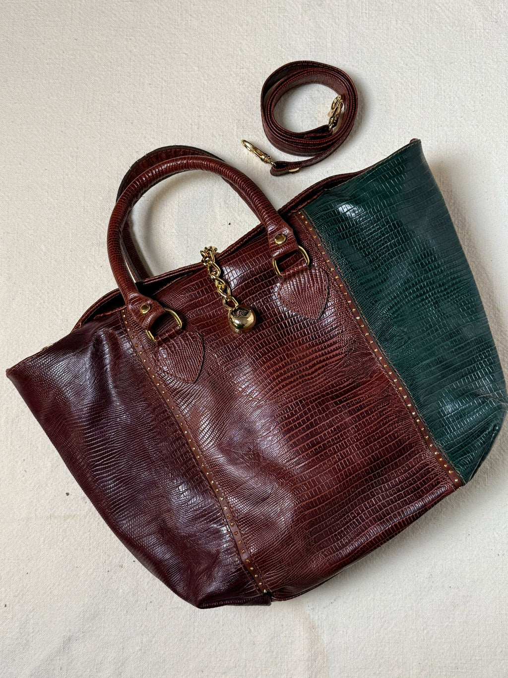 Sac moyen cuir embossé tricolore