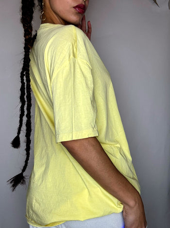 Tee shirt col rond jaune LACOSTE XXL vintage