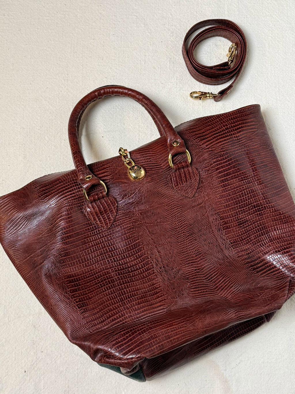 Sac moyen cuir embossé tricolore
