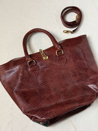 Sac moyen cuir embossé tricolore