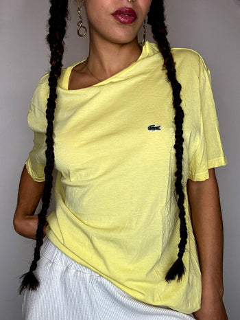 Tee shirt col rond jaune LACOSTE XXL vintage
