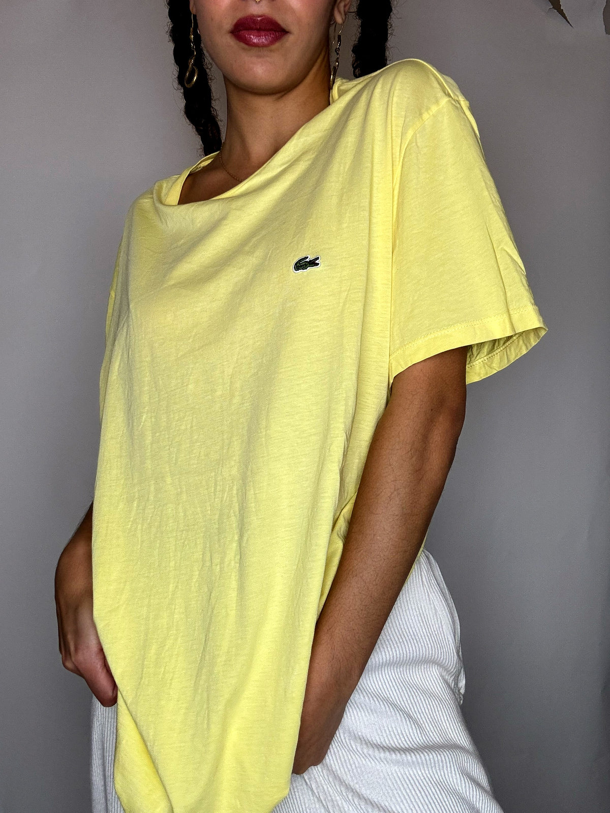 Vintage gelbes LACOSTE Rundhals-T-Shirt, XXL