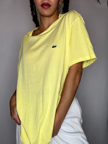 Tee shirt col rond jaune LACOSTE XXL vintage