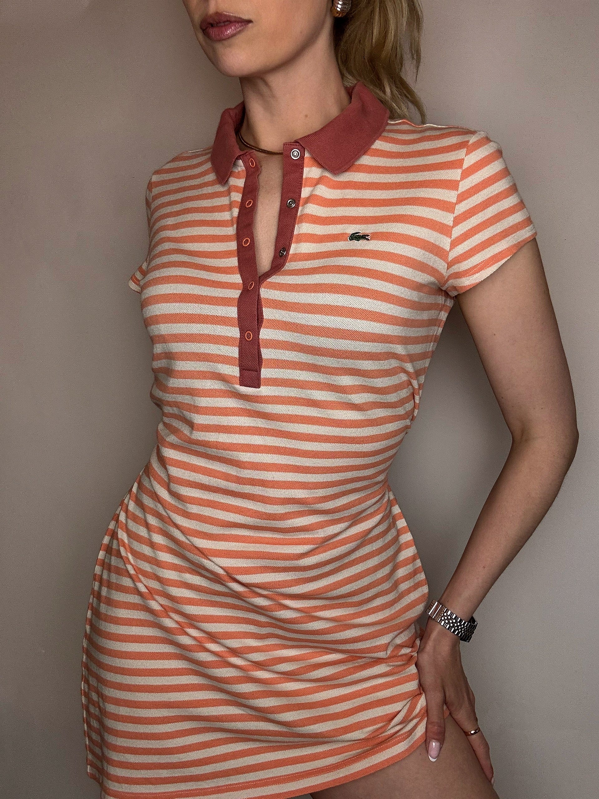 Robe polo rayée LACOSTE L vintage